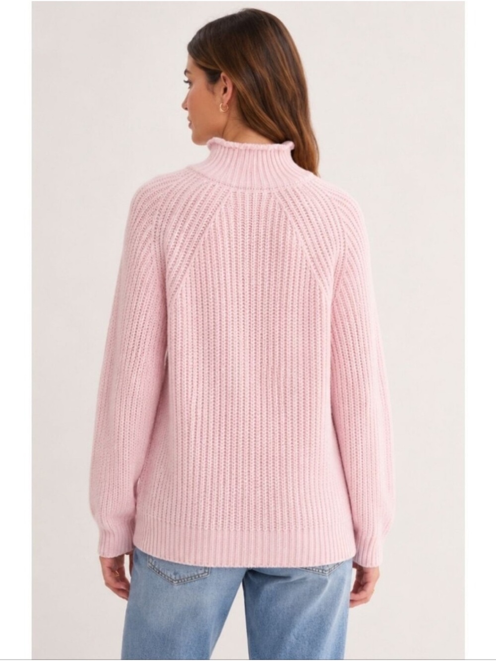 NWT J. Crew Funnel Neck Sweater Ballerina Slipper Baby Pink 100% Cotton Small - Picture 3 of 9